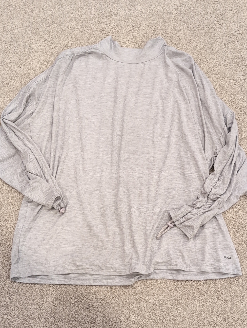 Zuda Light Gray Long Sleeve Mock Neck Top